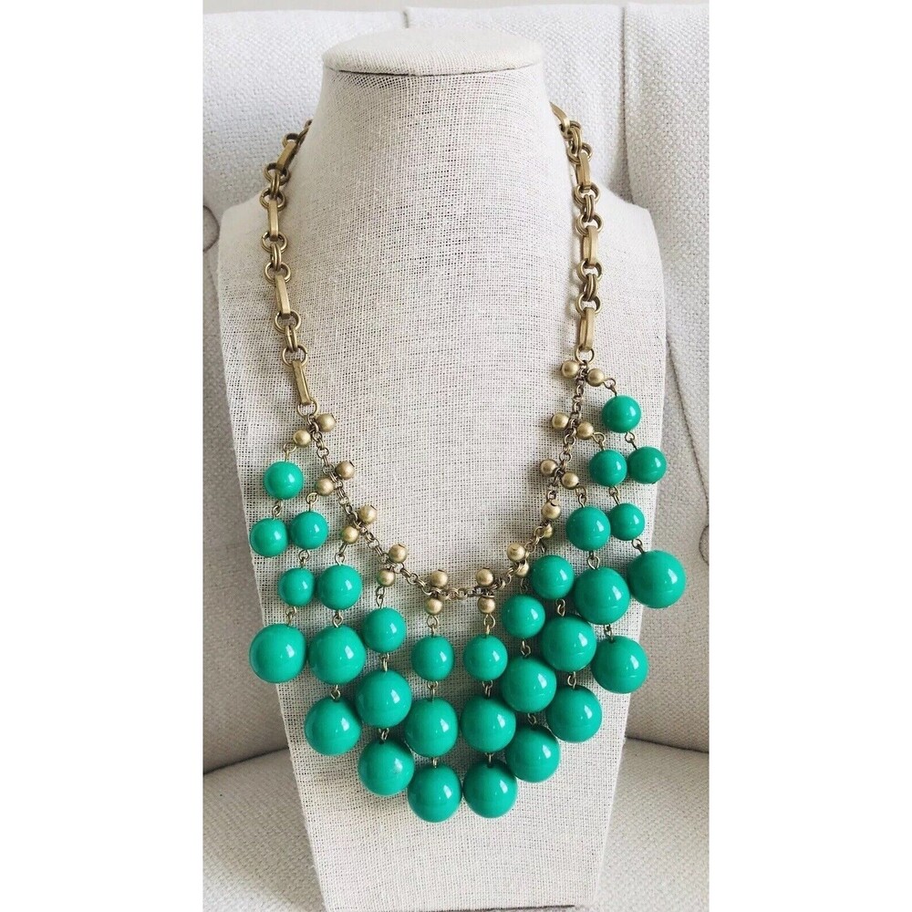Stella & Dot Jolie Green Beaded Necklace - Signed